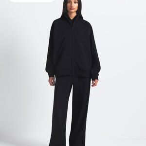 SKIMS Black Wide Leg Jacket & Pants Set